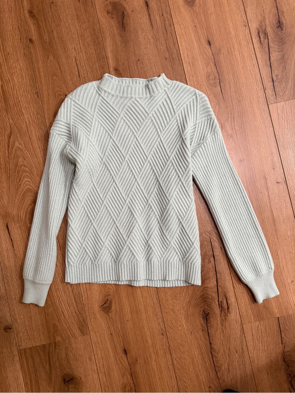 Catherine Malandrino Light Sage Diamond Knit Crewneck Sweater